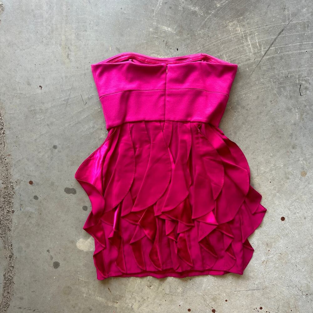 Cynthia Steffe Zoe Cerise Strapless Ruffle Dress Women's 8 Pink Cocktail Dress